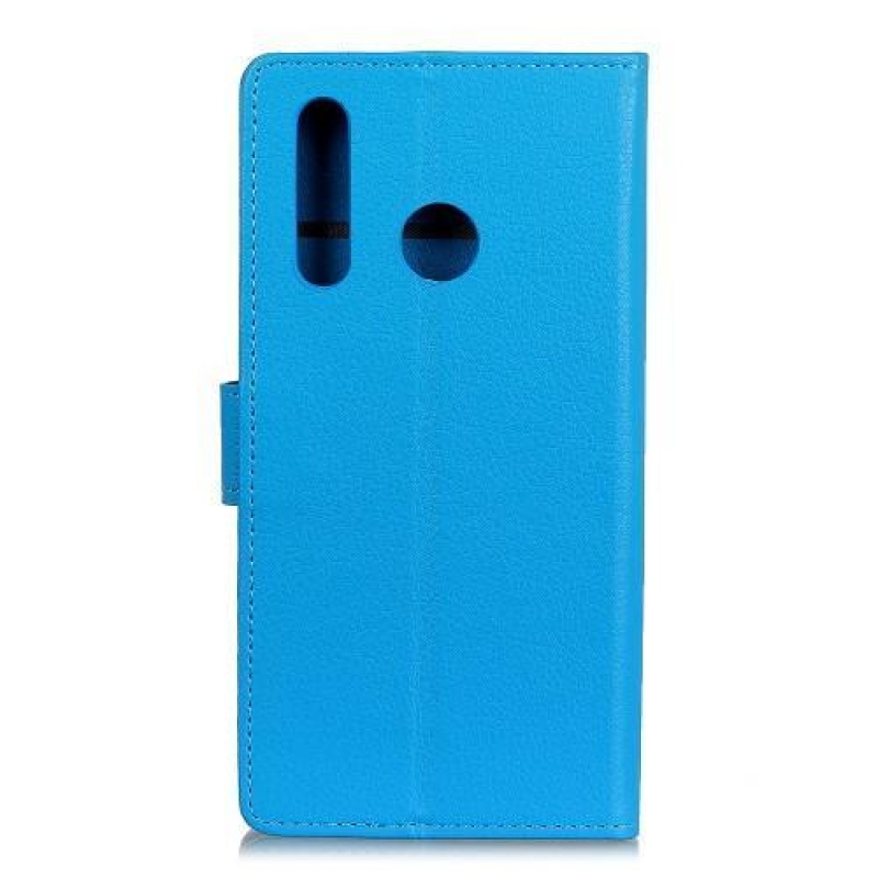 Litchi PU kožené peněženkové pouzdro na mobil Huawei P30 Lite - modrý