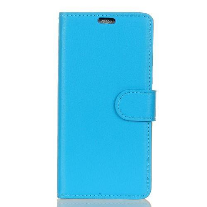 Litchi PU kožené peněženkové pouzdro na mobil Huawei P30 Lite - modrý