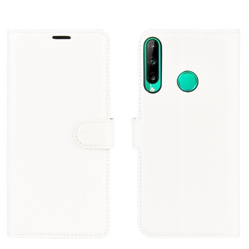 Litchi PU kožené peněženkové pouzdro na mobil Huawei P40 Lite E - bílé