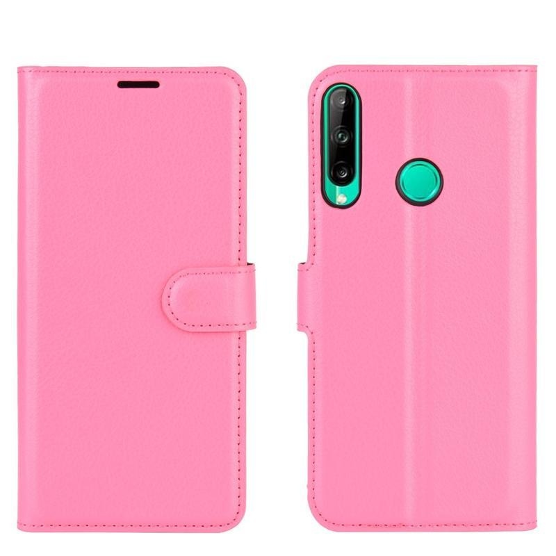 Litchi PU kožené peněženkové pouzdro na mobil Huawei P40 Lite E - rose