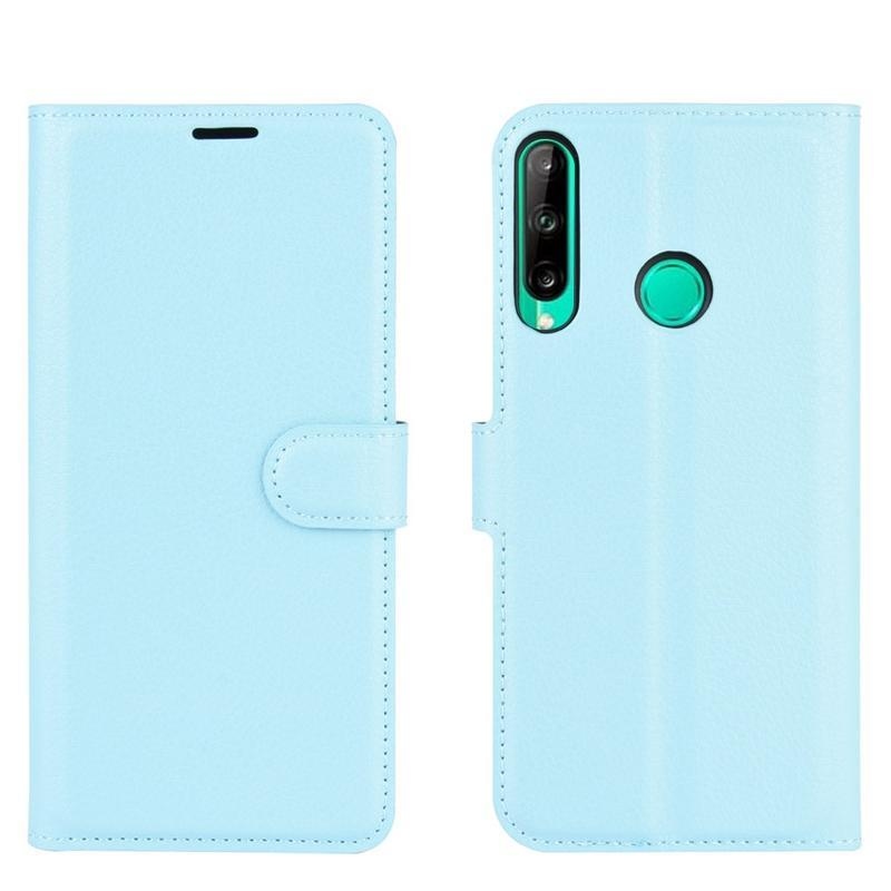 Litchi PU kožené peněženkové pouzdro na mobil Huawei P40 Lite E - světlemodré