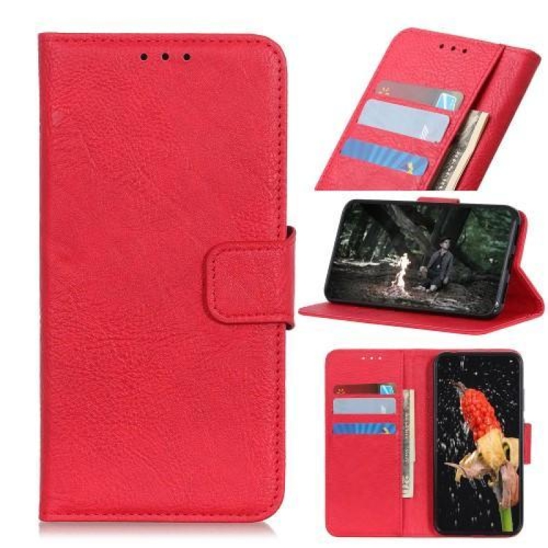 Litchi PU kožené peněženkové pouzdro na mobil Huawei Y5 (2019) - červené