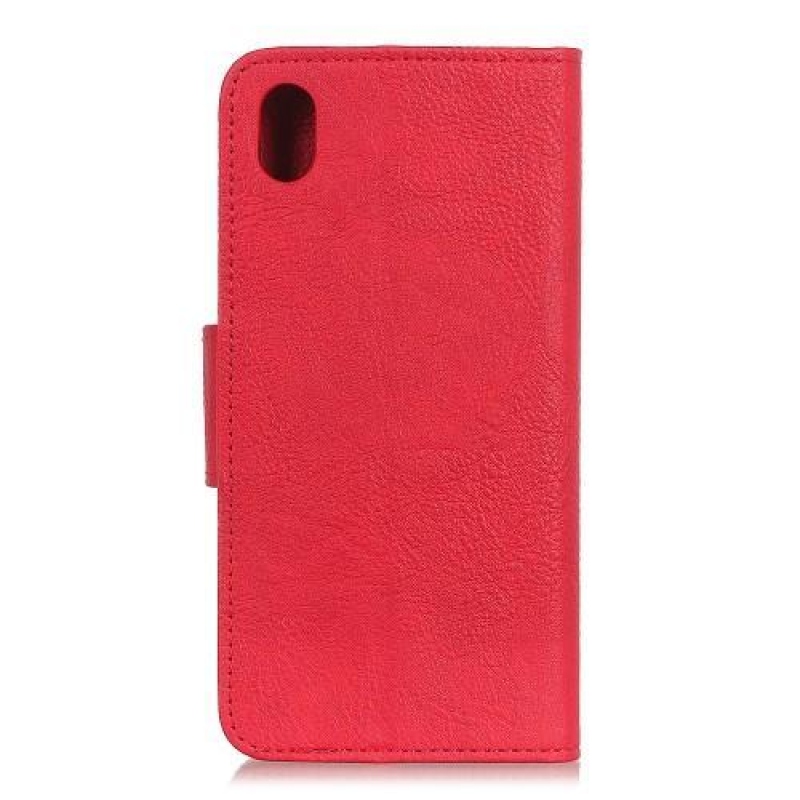 Litchi PU kožené peněženkové pouzdro na mobil Huawei Y5 (2019) - červené