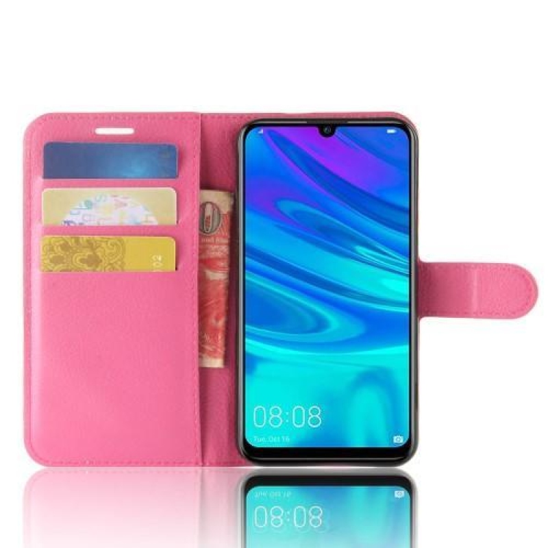 Litchi PU kožené peněženkové pouzdro na mobil Huawei Y7 (2019) - rose