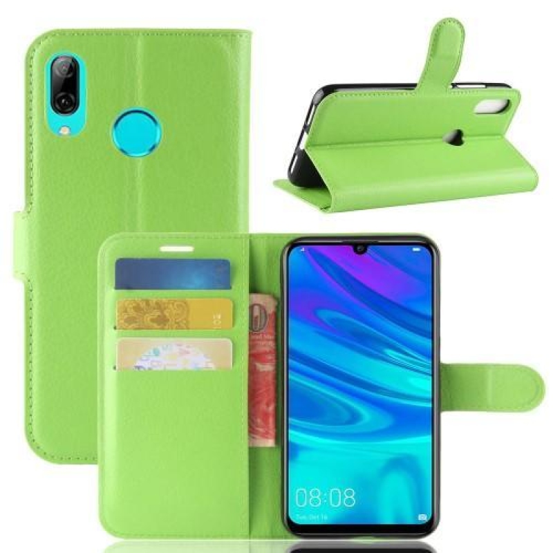 Litchi PU kožené peněženkové pouzdro na mobil Huawei Y7 (2019) - zelené