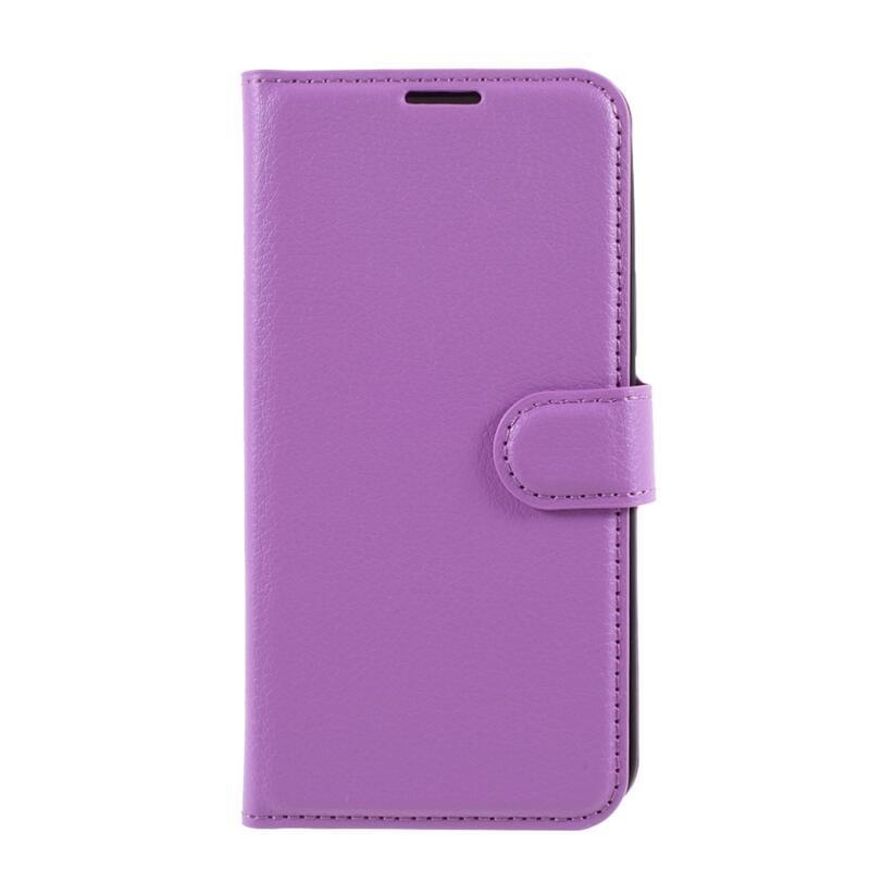 Litchi PU kožené peněženkové pouzdro na mobil iPhone 12/12 Pro - fialové