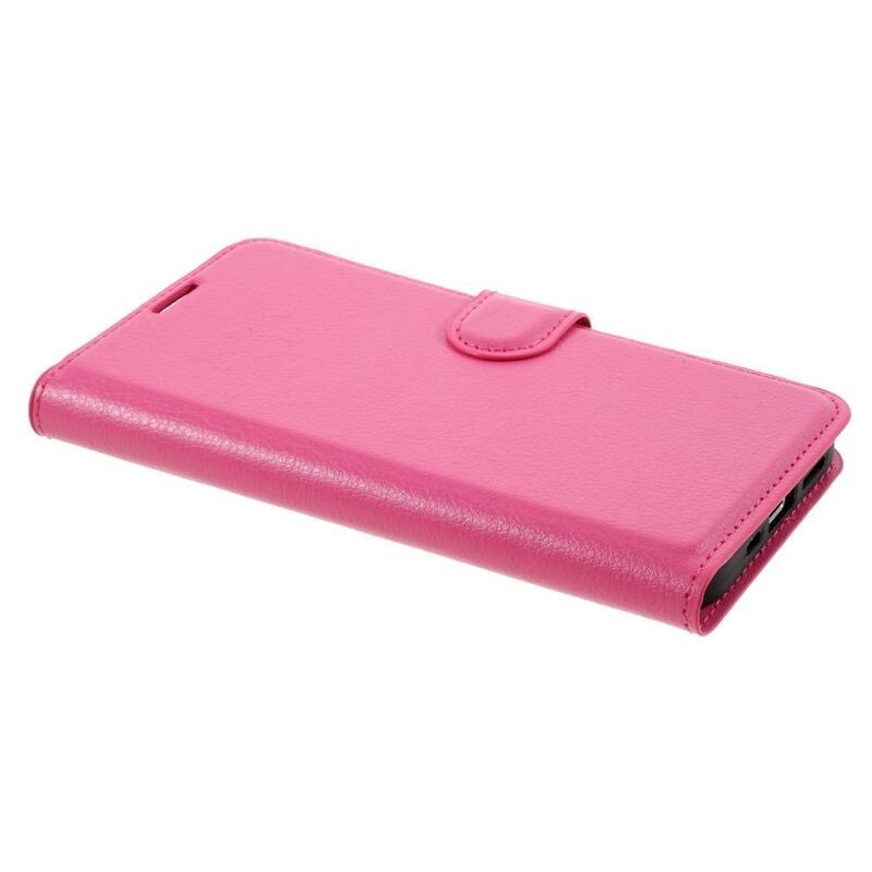 Litchi PU kožené peněženkové pouzdro na mobil iPhone 12/12 Pro - rose