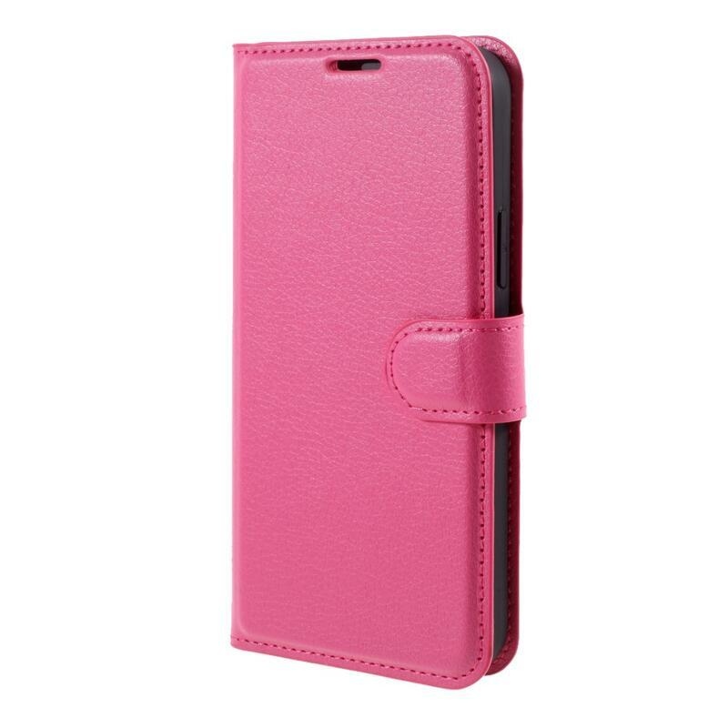 Litchi PU kožené peněženkové pouzdro na mobil iPhone 12/12 Pro - rose