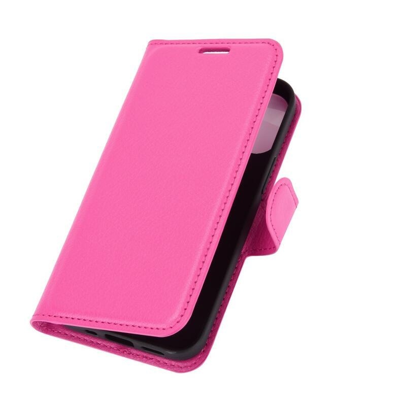 Litchi PU kožené peněženkové pouzdro na mobil iPhone 12 mini 5.4 - rose