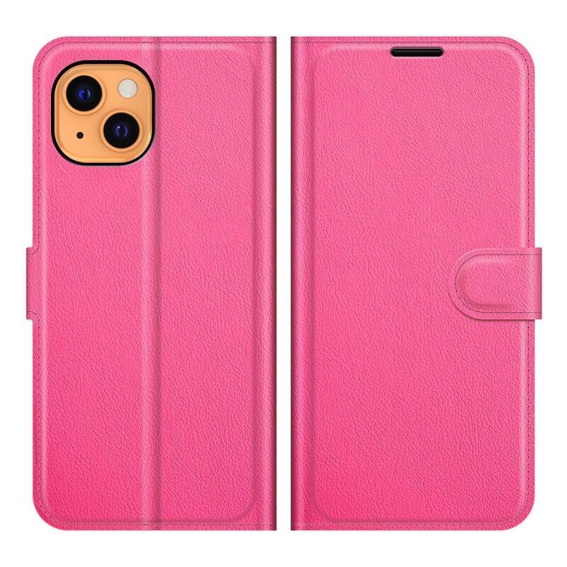 Litchi PU kožené peněženkové pouzdro na mobil iPhone 13 mini 5.4 - rose