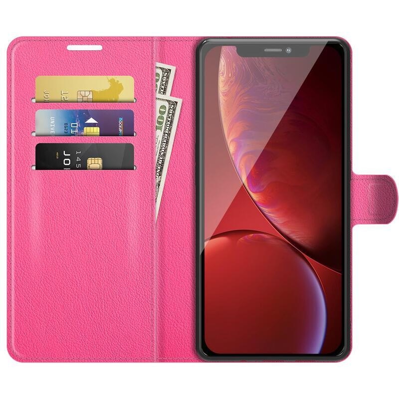 Litchi PU kožené peněženkové pouzdro na mobil iPhone 13 Pro Max 6.7 - rose