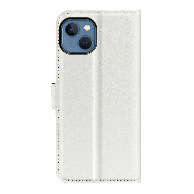 Litchi PU kožené peněženkové pouzdro na mobil iPhone 14 6.1 - bílé