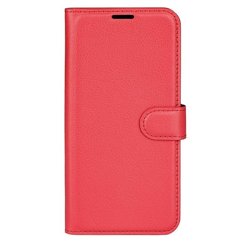 Litchi PU kožené peněženkové pouzdro na mobil iPhone 14 6.1 - červené