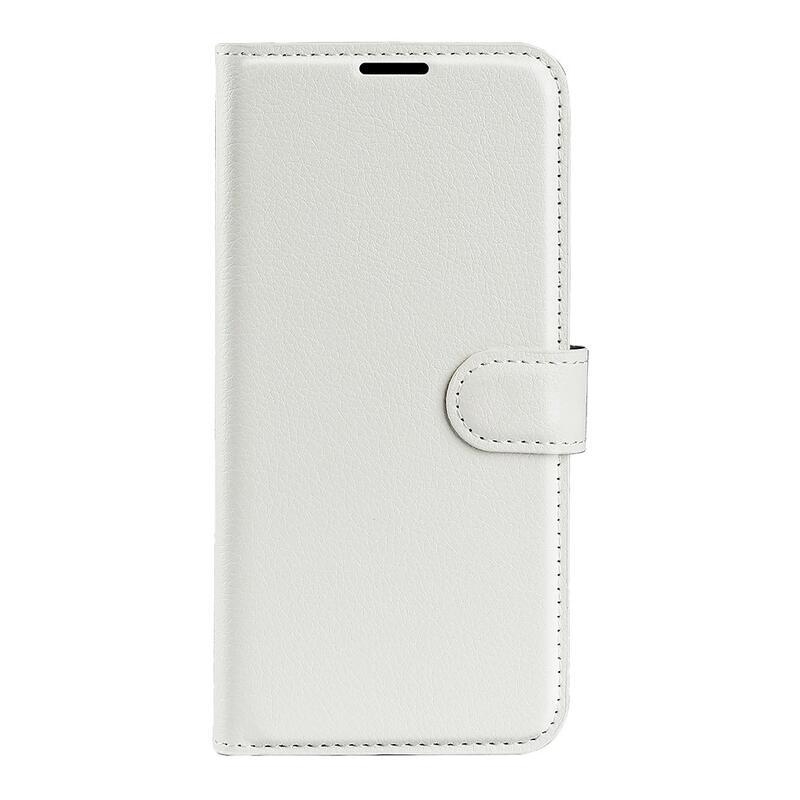 Litchi PU kožené peněženkové pouzdro na mobil iPhone 14 Pro 6.1 - bílé