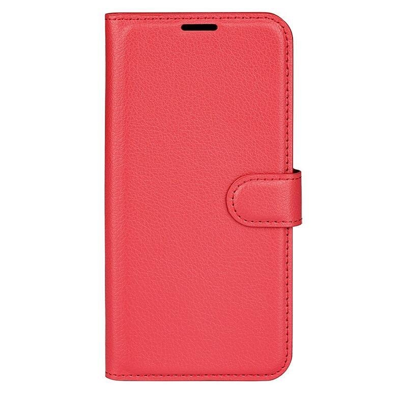 Litchi PU kožené peněženkové pouzdro na mobil iPhone 14 Pro Max 6.7 - červené