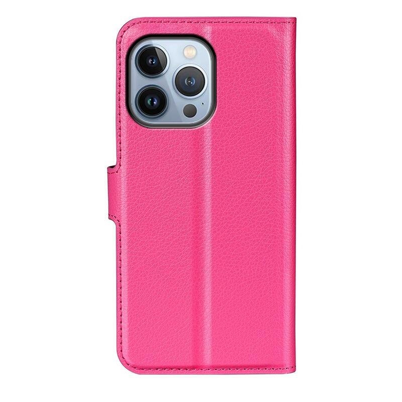 Litchi PU kožené peněženkové pouzdro na mobil iPhone 14 Pro Max 6.7 - rose