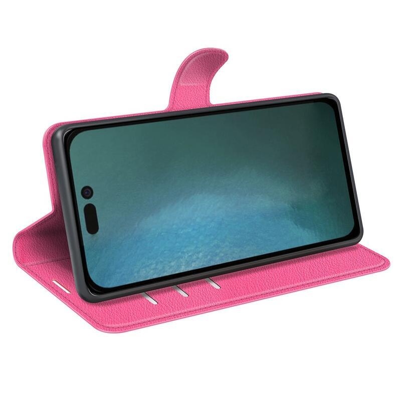 Litchi PU kožené peněženkové pouzdro na mobil iPhone 14 Pro Max 6.7 - rose