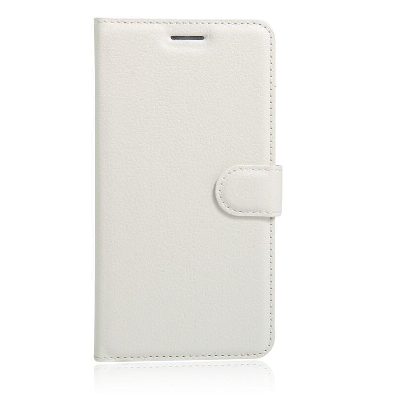 Litchi PU kožené peněženkové pouzdro na mobil iPhone 8 Plus/7 Plus - bílé