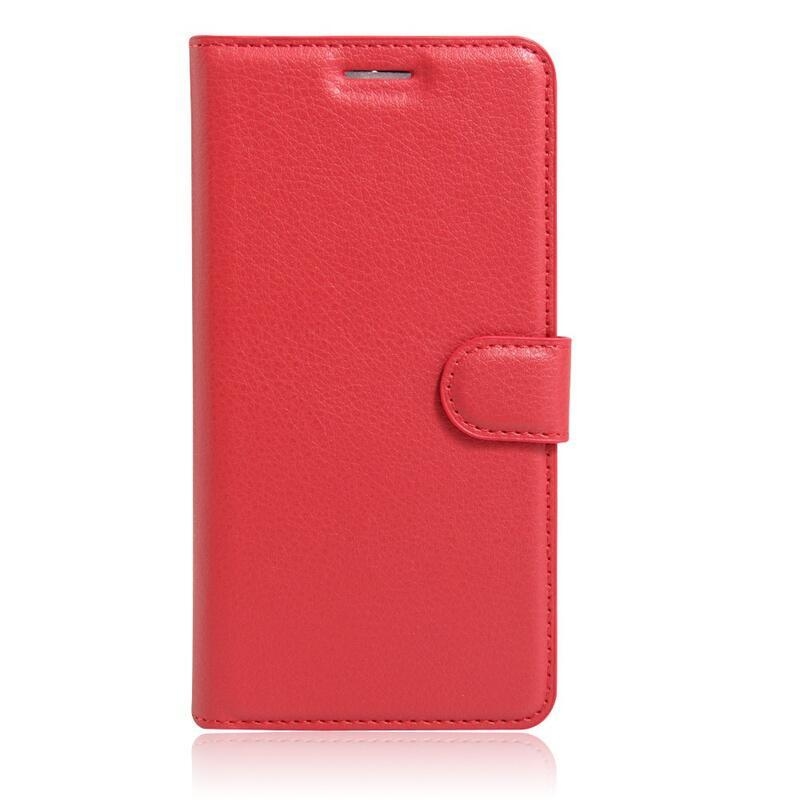 Litchi PU kožené peněženkové pouzdro na mobil iPhone 8 Plus/7 Plus - červené