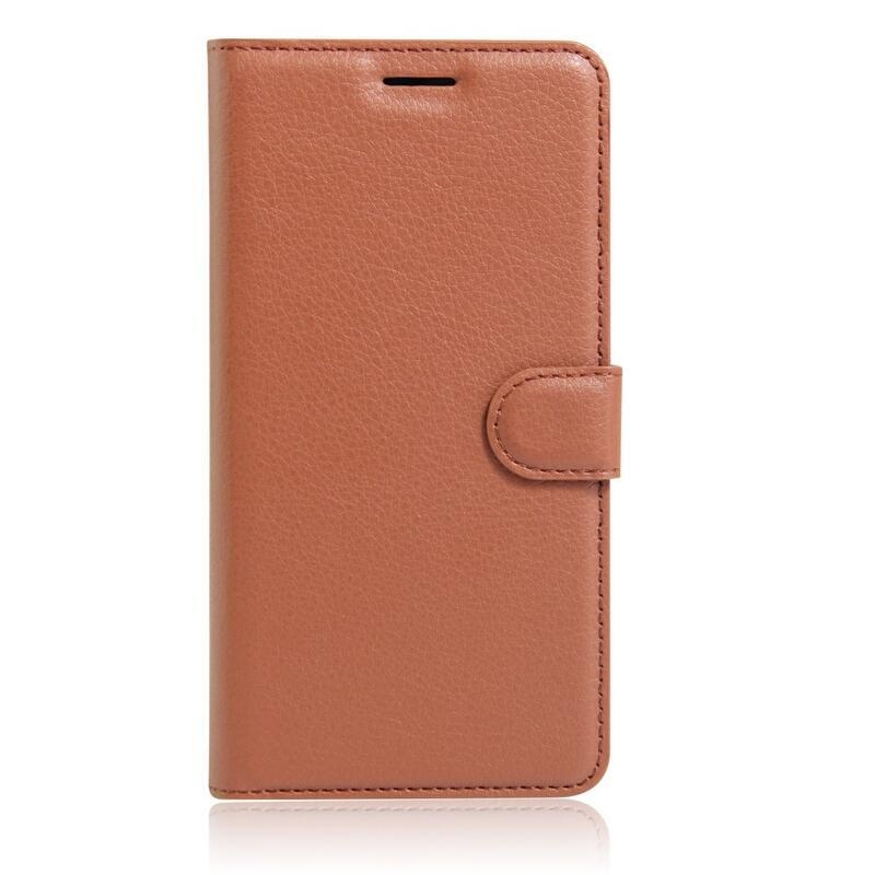 Litchi PU kožené peněženkové pouzdro na mobil iPhone 8 Plus/7 Plus - hnědé