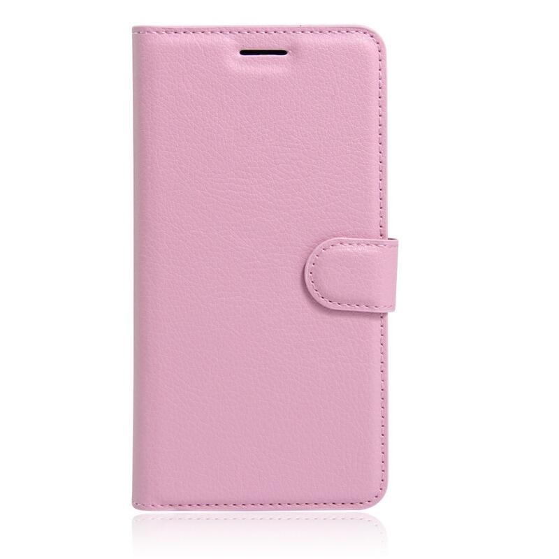 Litchi PU kožené peněženkové pouzdro na mobil iPhone 8 Plus/7 Plus - růžové