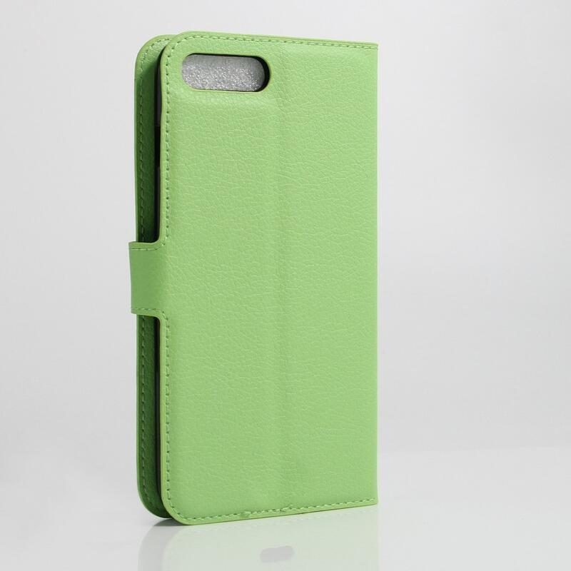 Litchi PU kožené peněženkové pouzdro na mobil iPhone 8 Plus/7 Plus - zelené