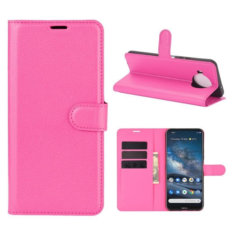 Litchi PU kožené peněženkové pouzdro na mobil Nokia 8.3 5G - rose