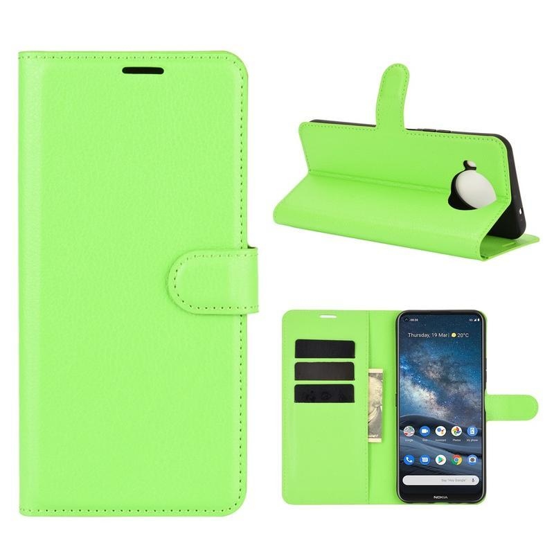 Litchi PU kožené peněženkové pouzdro na mobil Nokia 8.3 5G - zelené