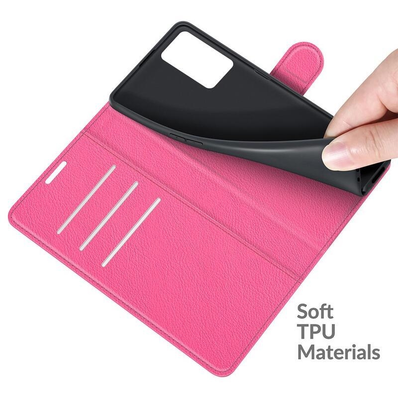 Litchi PU kožené peněženkové pouzdro na mobil Oppo A16s/A54s - rose