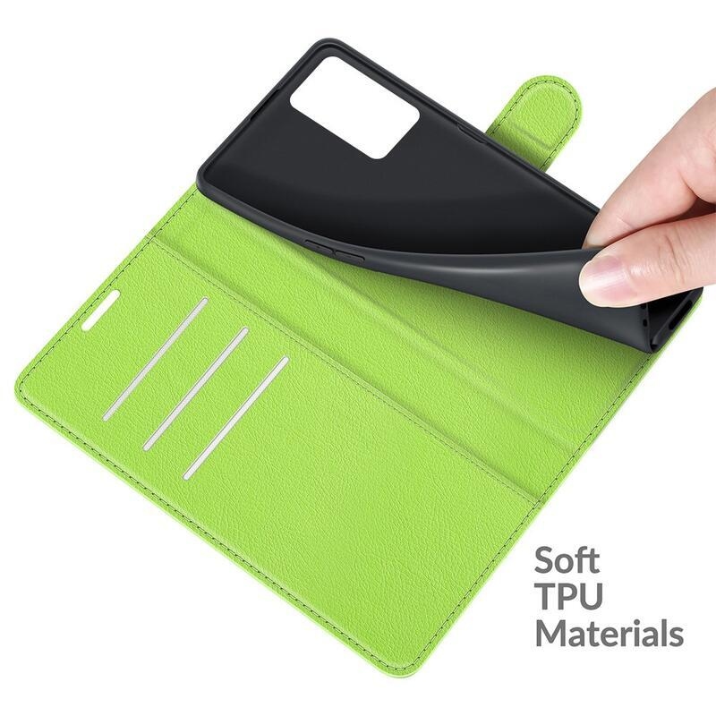 Litchi PU kožené peněženkové pouzdro na mobil Oppo A16s/A54s - zelené