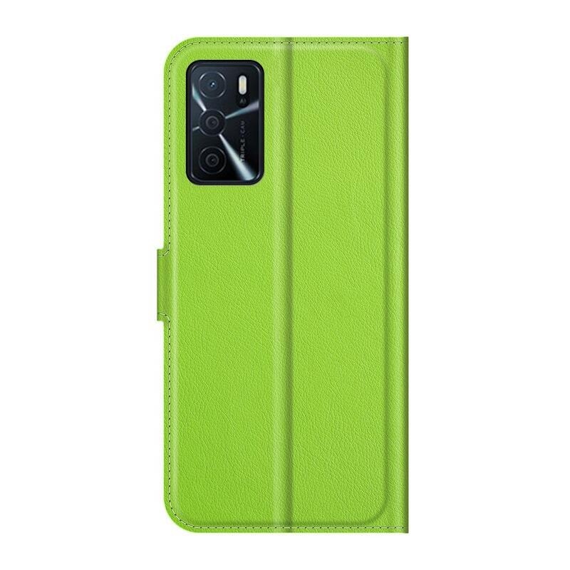 Litchi PU kožené peněženkové pouzdro na mobil Oppo A16s/A54s - zelené