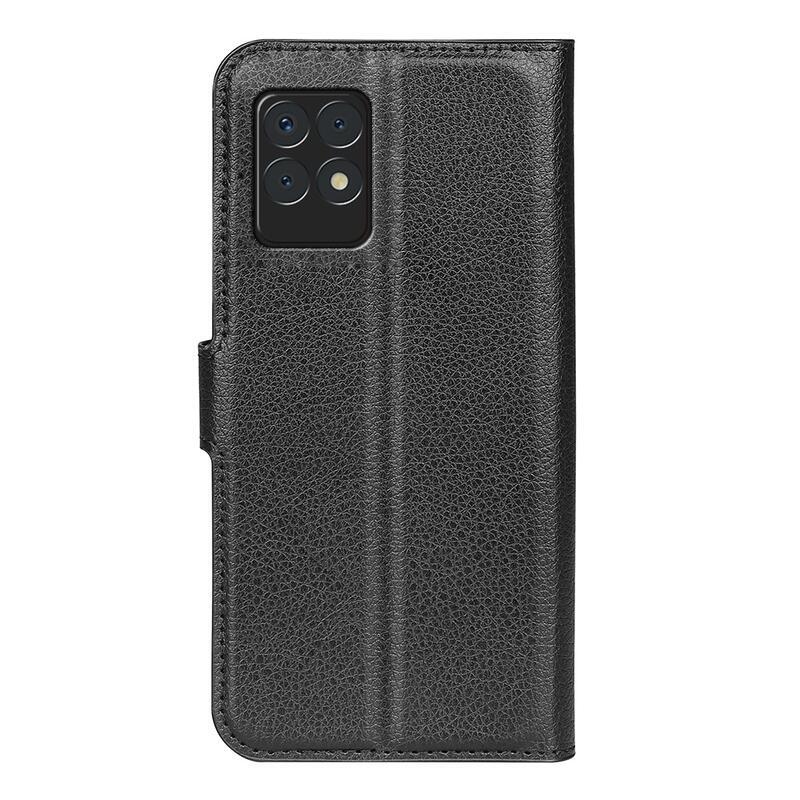 Litchi PU kožené peněženkové pouzdro na mobil Realme 8i - černé