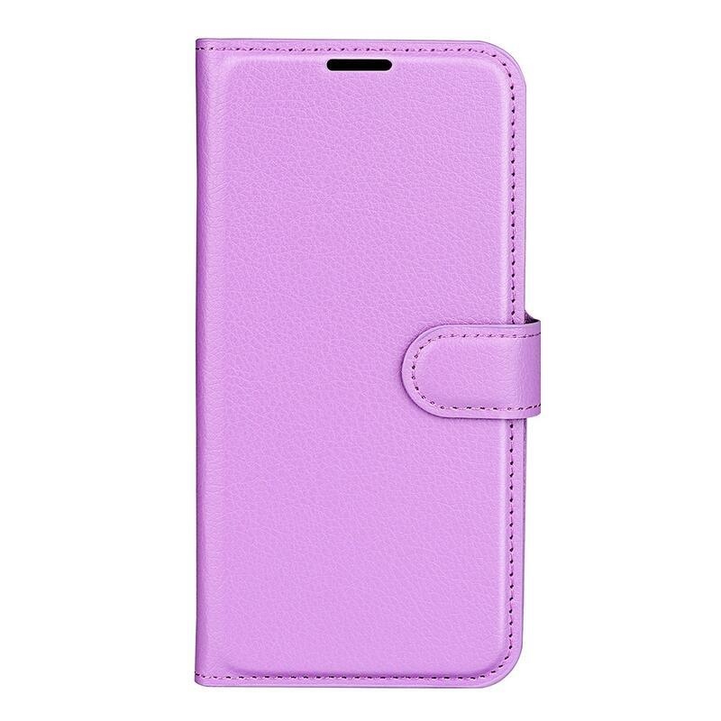 Litchi PU kožené peněženkové pouzdro na mobil Realme 8i - fialové
