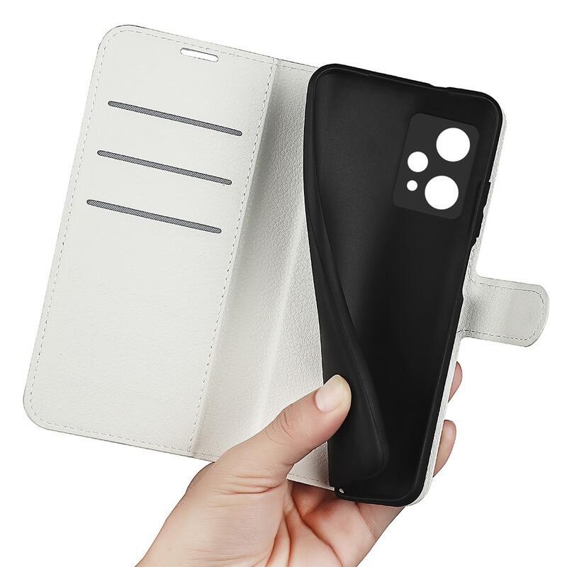Litchi PU kožené peněženkové pouzdro na mobil Realme 9 Pro 5G - bílé