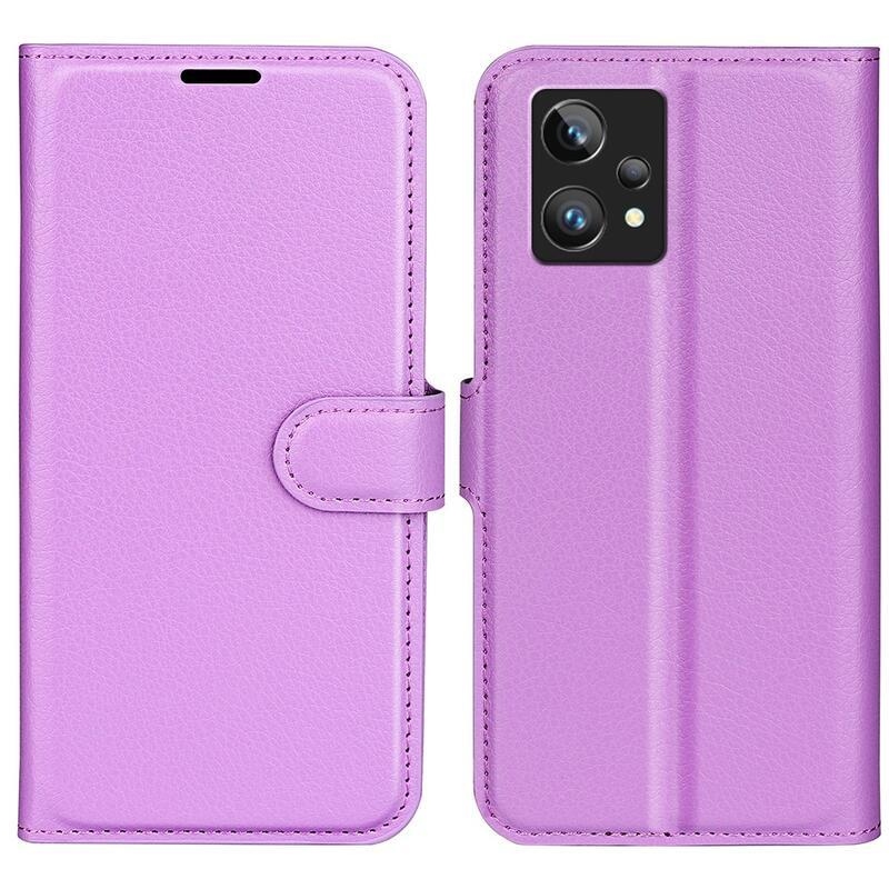 Litchi PU kožené peněženkové pouzdro na mobil Realme 9 Pro+ 5G - fialové