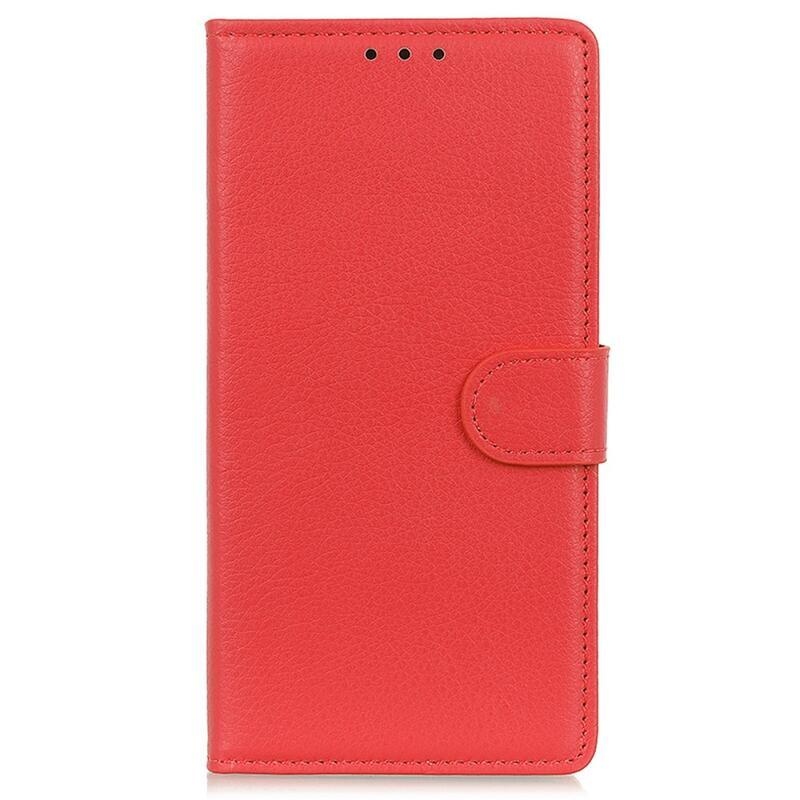 Litchi PU kožené peněženkové pouzdro na mobil Realme C11 (2021) - červené