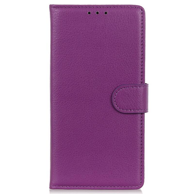 Litchi PU kožené peněženkové pouzdro na mobil Realme C11 (2021) - fialové