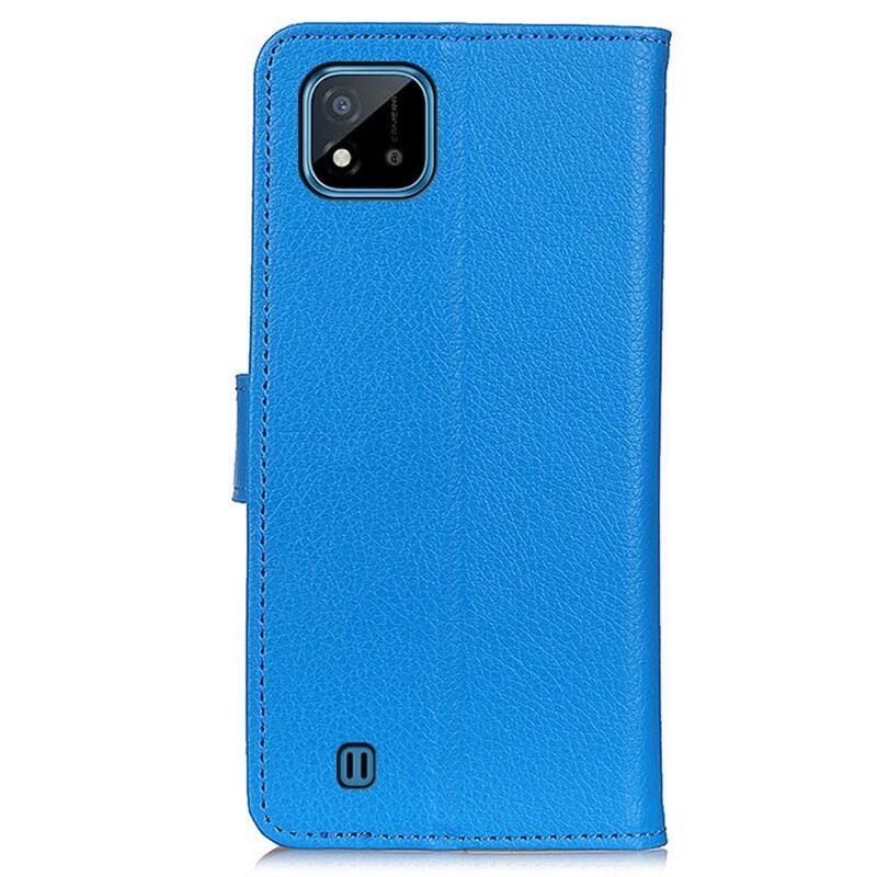 Litchi PU kožené peněženkové pouzdro na mobil Realme C11 (2021) - modré