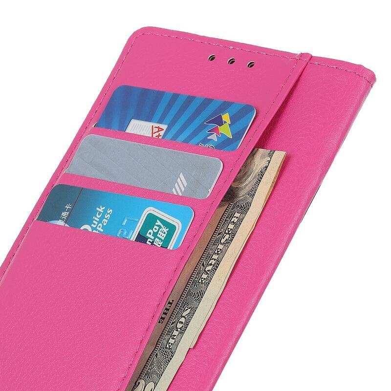 Litchi PU kožené peněženkové pouzdro na mobil Realme C11 (2021) - rose