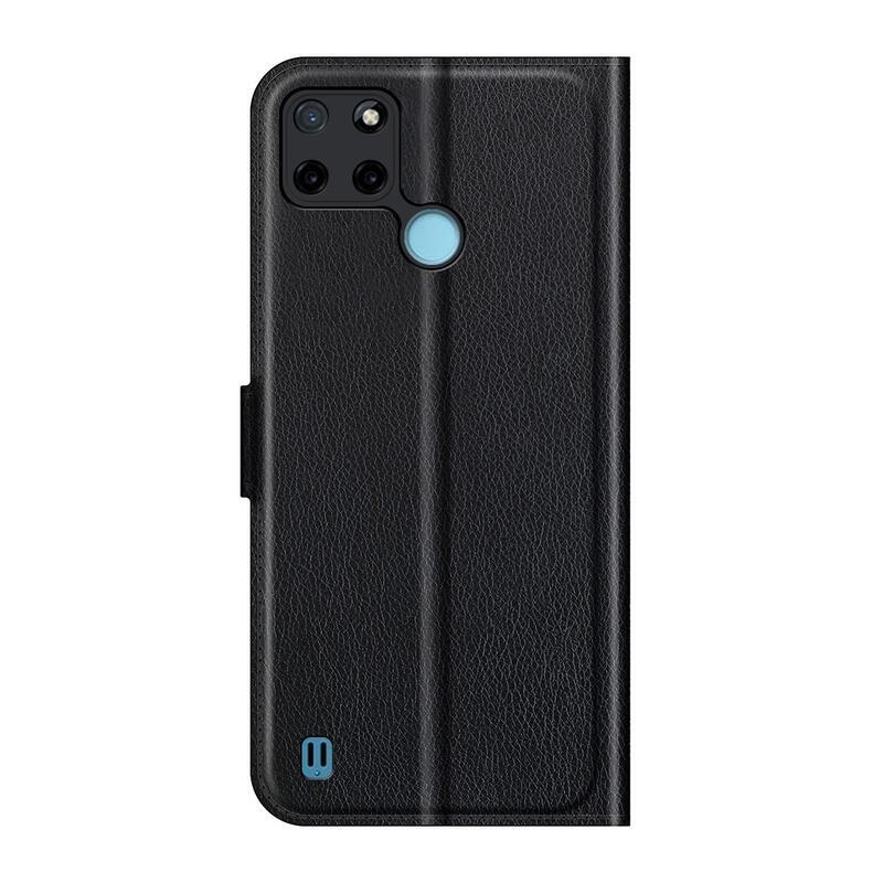 Litchi PU kožené peněženkové pouzdro na mobil Realme C21Y/C25Y - černé