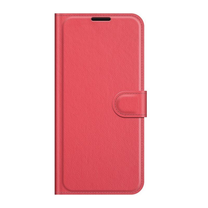 Litchi PU kožené peněženkové pouzdro na mobil Realme C21Y/C25Y - červené