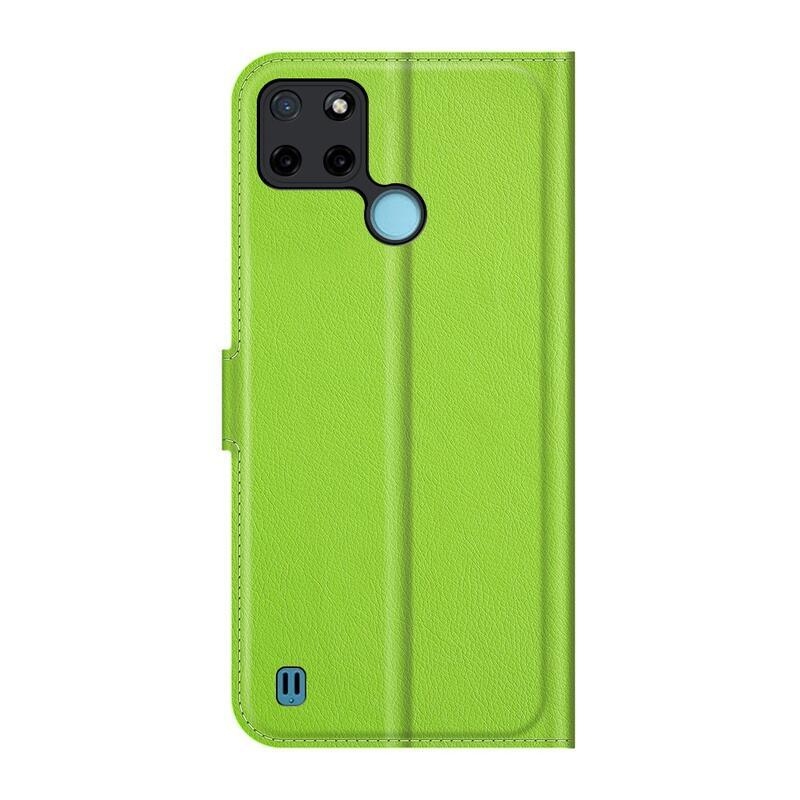 Litchi PU kožené peněženkové pouzdro na mobil Realme C21Y/C25Y - zelené