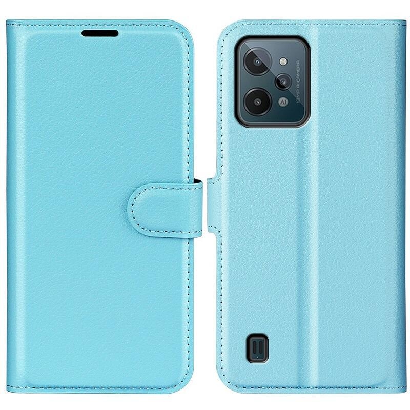 Litchi PU kožené peněženkové pouzdro na mobil Realme C31 - modré