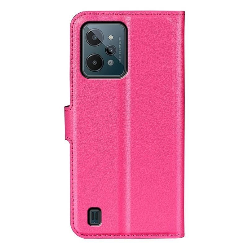 Litchi PU kožené peněženkové pouzdro na mobil Realme C31 - rose