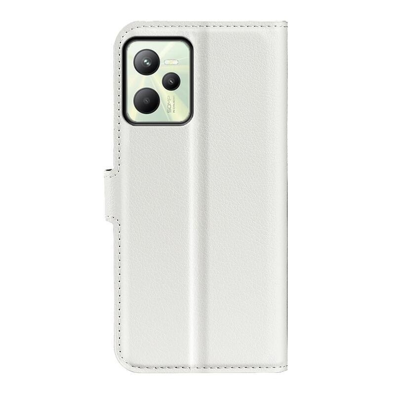 Litchi PU kožené peněženkové pouzdro na mobil Realme C35 - bílé