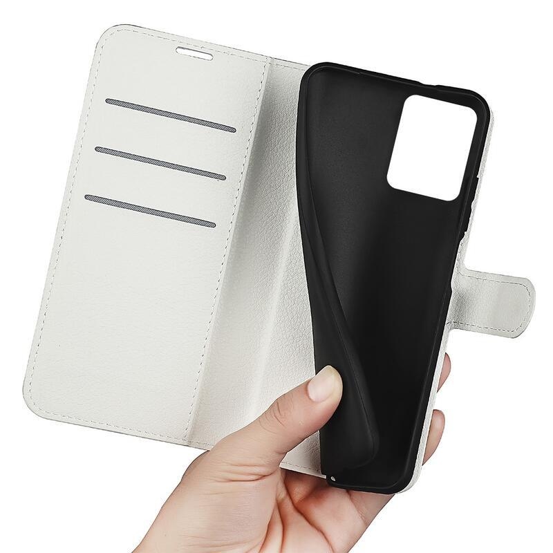 Litchi PU kožené peněženkové pouzdro na mobil Realme C35 - bílé