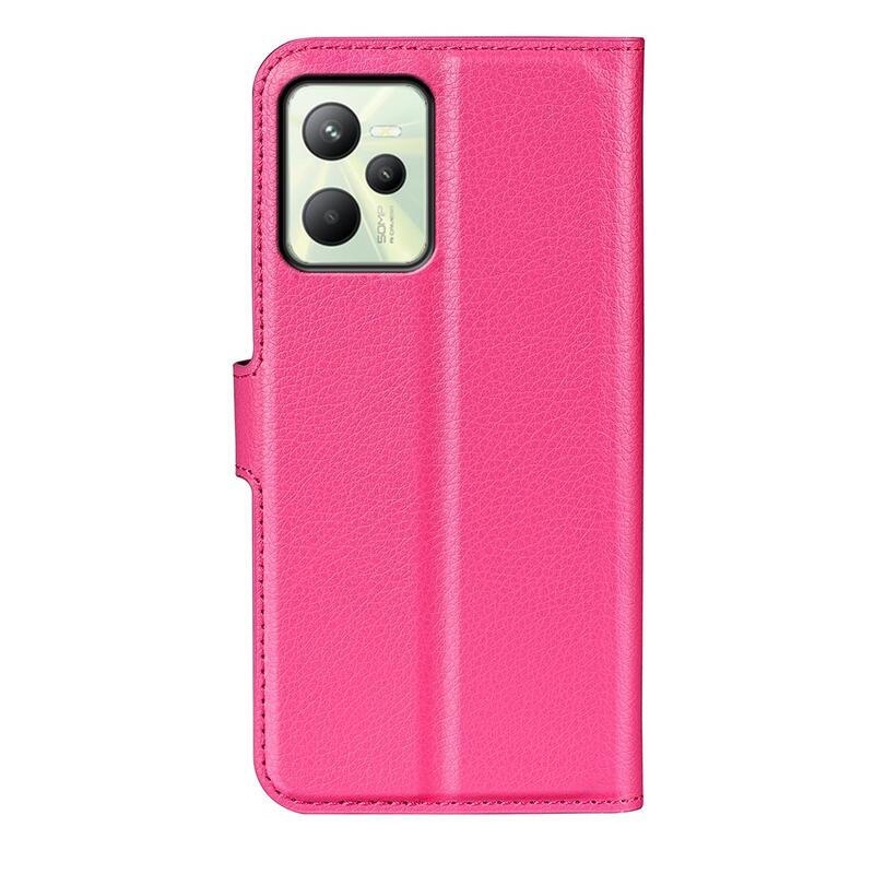 Litchi PU kožené peněženkové pouzdro na mobil Realme C35 - rose