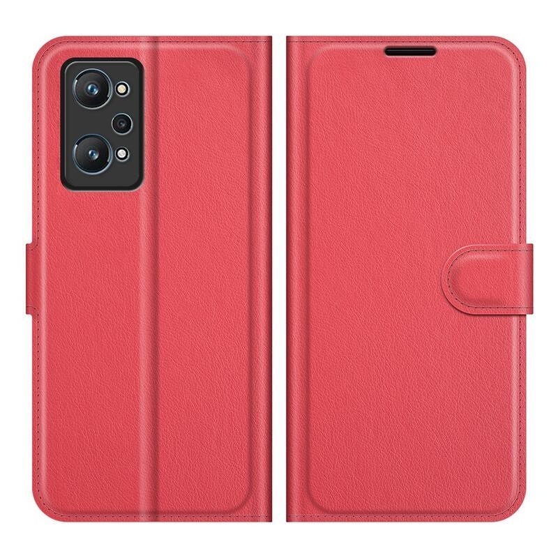 Litchi PU kožené peněženkové pouzdro na mobil Realme GT Neo 2 - červené