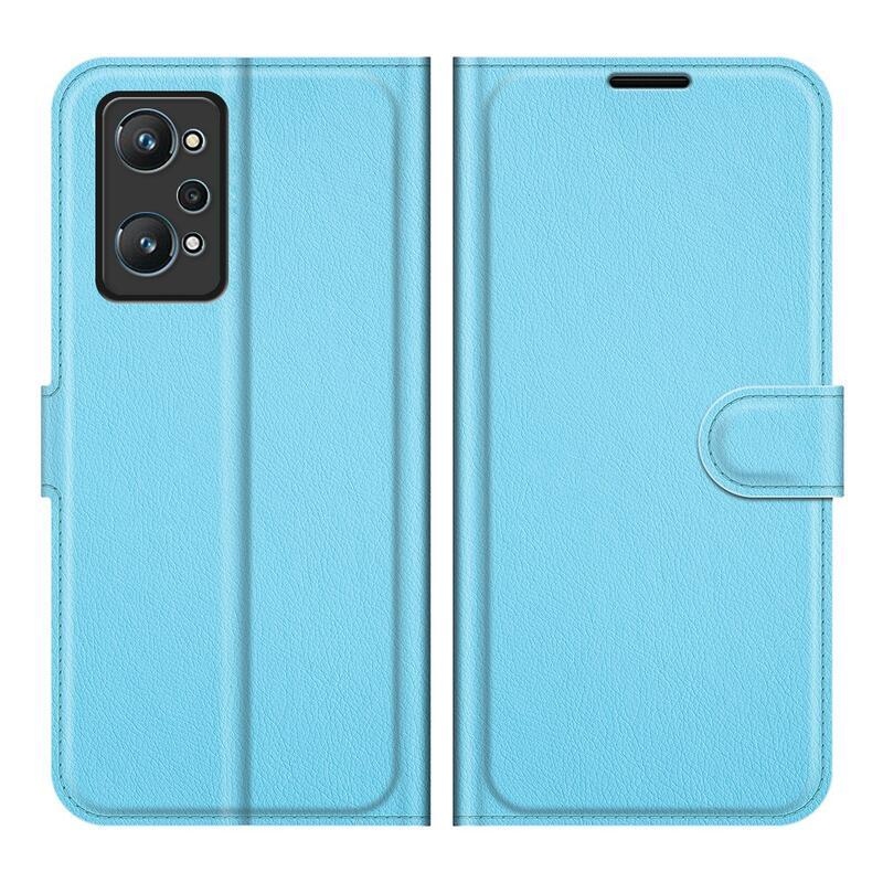 Litchi PU kožené peněženkové pouzdro na mobil Realme GT Neo 2 - modré