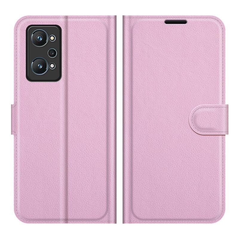 Litchi PU kožené peněženkové pouzdro na mobil Realme GT Neo 2 - růžové